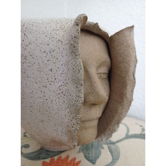 Mid Century Signed Emerging Face Art Pottery Vase by S. Porter Circa early 1970' - Picture 3 of 14